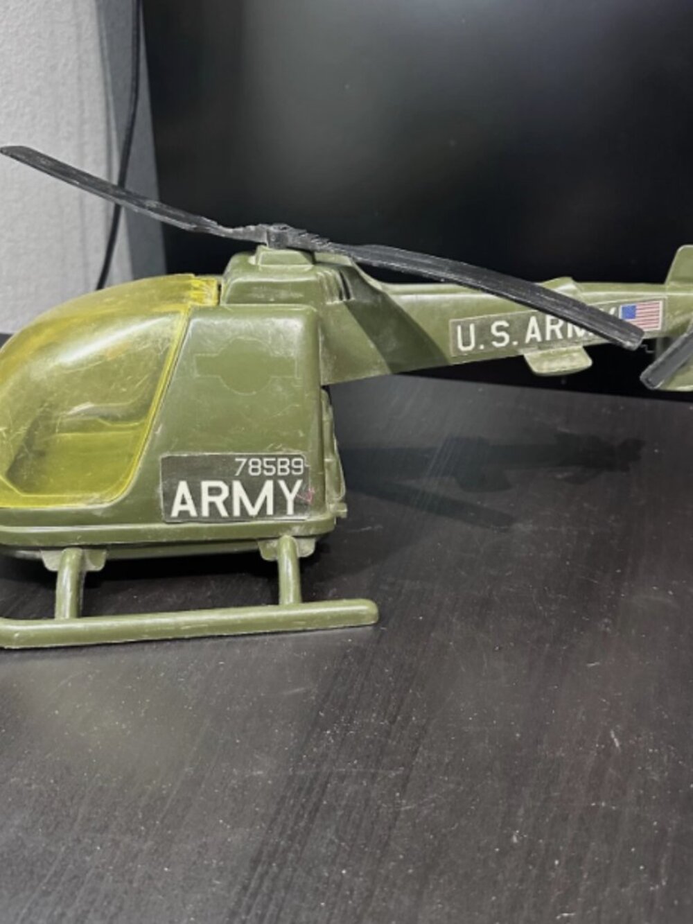 Gay Toys Vintage 1970s US Army Helicopter Green # 785 USA 15" Military Chopper